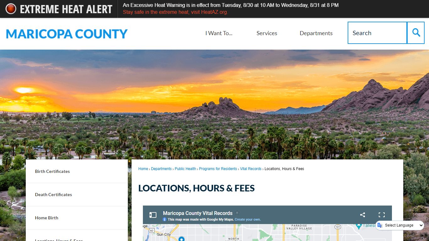 Locations, Hours & Fees | Maricopa County, AZ